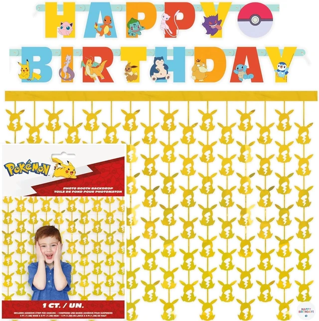 Alt view image 8 of 14 - Pokemon Birthday Banner and Hanging Foil Backdrop - Pokemon Birthday Decorations - Themed Party Supplies - Officially Licensed