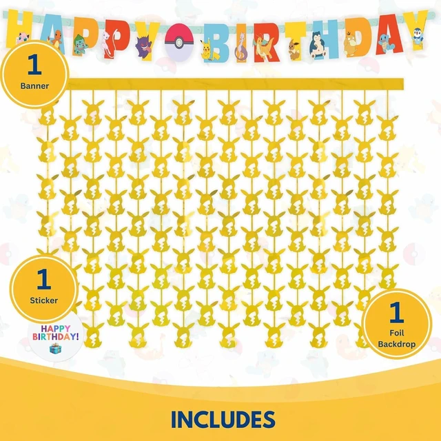 Alt view image 10 of 14 - Pokemon Birthday Banner and Hanging Foil Backdrop - Pokemon Birthday Decorations - Themed Party Supplies - Officially Licensed