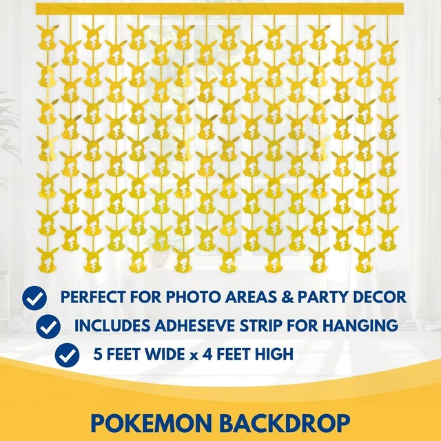 Alt view image 12 of 14 - Pokemon Birthday Banner and Hanging Foil Backdrop - Pokemon Birthday Decorations - Themed Party Supplies - Officially Licensed