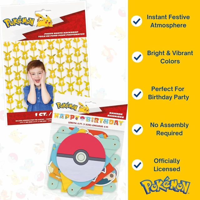 Alt view image 13 of 14 - Pokemon Birthday Banner and Hanging Foil Backdrop - Pokemon Birthday Decorations - Themed Party Supplies - Officially Licensed