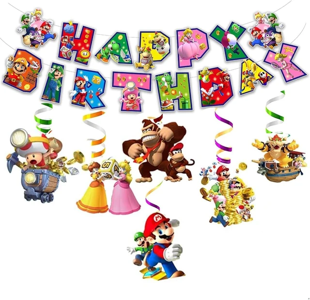Alt view image 4 of 6 - 13 Packs Mario party supplies,12pcs Mario Hanging Swirls and 1 Happy Birthday Banner for Mario party decoration
