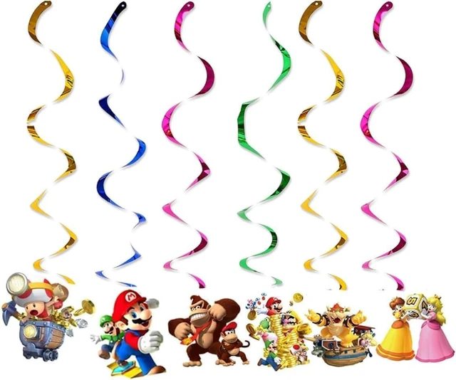 Alt view image 6 of 6 - 13 Packs Mario party supplies,12pcs Mario Hanging Swirls and 1 Happy Birthday Banner for Mario party decoration