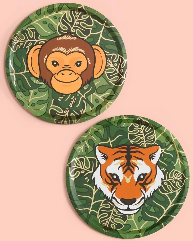 Alt view image 12 of 12 - xo, Fetti Jungle Foil Paper Plates - 24 pk, 9" | Safari Theme Party Decorations, Zoo Animal Birthday Party Supplies, Baby Shower Favors