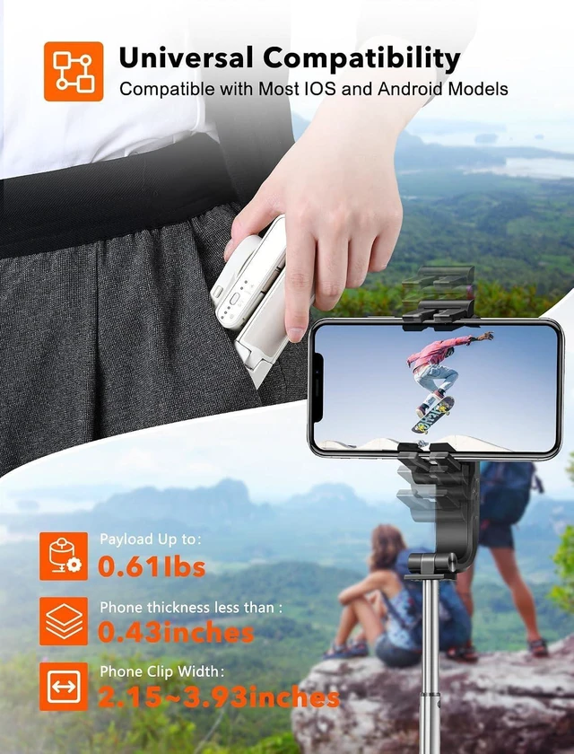 Alt view image 11 of 14 - hohem iSteady Q Gimbal 4-in-1 Selfie Stick Tripod with Face Tracking | 4-in-1 Selfie Stick Tripod with 360° Face Tracking, 19.6" Extendable Rod, Bluetooth Remote, Hohem Joy App, 0.43lb Design