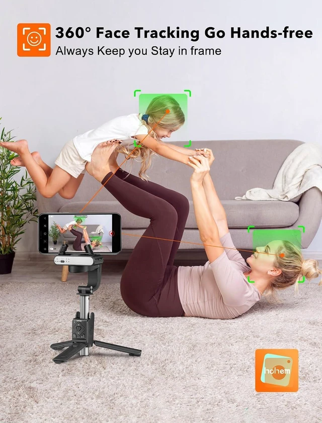 Alt view image 13 of 14 - hohem iSteady Q Gimbal 4-in-1 Selfie Stick Tripod with Face Tracking | 4-in-1 Selfie Stick Tripod with 360° Face Tracking, 19.6" Extendable Rod, Bluetooth Remote, Hohem Joy App, 0.43lb Design