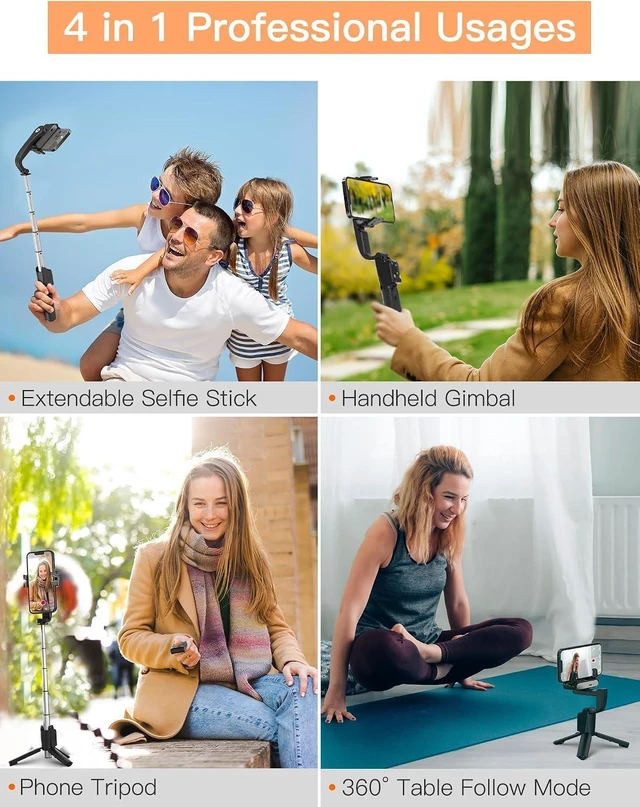 Alt view image 14 of 14 - hohem iSteady Q Gimbal 4-in-1 Selfie Stick Tripod with Face Tracking | 4-in-1 Selfie Stick Tripod with 360° Face Tracking, 19.6" Extendable Rod, Bluetooth Remote, Hohem Joy App, 0.43lb Design