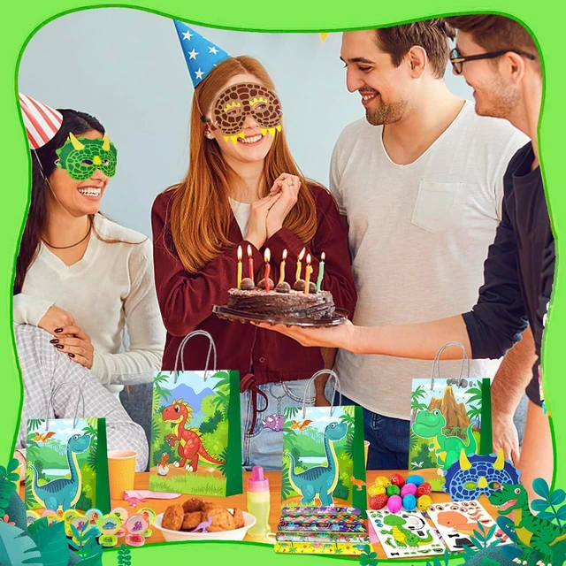 Alt view image 11 of 12 - Dinosaur Birthday Party Decorations Kit, 96pcs Dinosaur Party Favor Bags Fillers Stamps Keychains Dino Stickers etc for Dinosaur Birthday Supplies