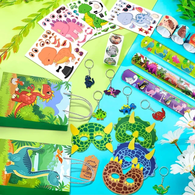 Alt view image 10 of 12 - Dinosaur Birthday Party Decorations Kit, 96pcs Dinosaur Party Favor Bags Fillers Stamps Keychains Dino Stickers etc for Dinosaur Birthday Supplies