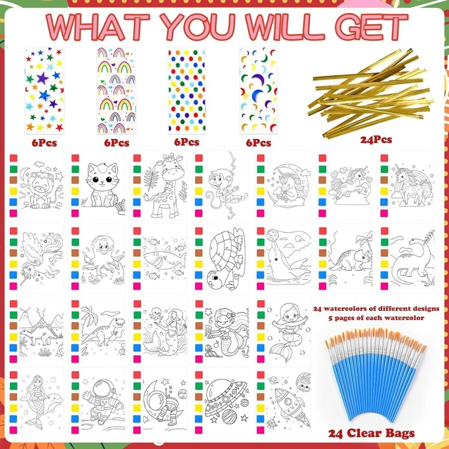 Alt view image 8 of 12 - Sigilyer Water Coloring Books Party Favors for Kids 4-8, 24 Pack(192 PCS) Mini Coloring Books with Goodie Bag Stuffers for Kids Birthday Gifts Bulk Art Crafts Classroom Prizes School Paint Supplies