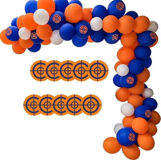 Alt view image 6 of 10 - Dart War Party Balloon Garland Kit, 113Pack Blue Orange Black Balloons, Target Sign for Kids Baby Shower Birthday Party Decorations