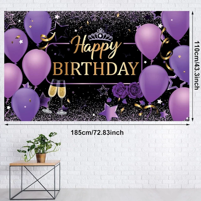 Alt view image 9 of 14 - Tatuo Purple and Gold Birthday Party Decorations Purple Gold Confetti Balloons Kit Happy Birthday Photography Backdrop for Girls Ladies Women Party Supplies Decor