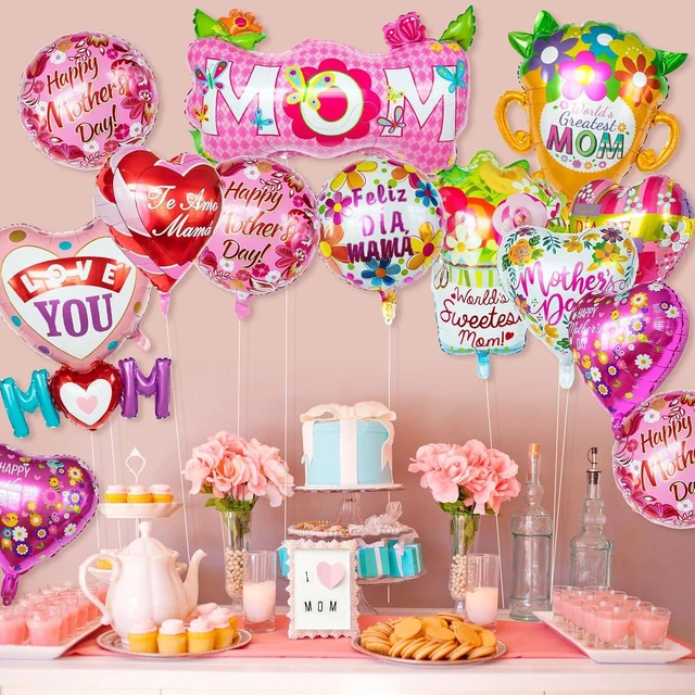Alt view image 11 of 14 - 24 Pcs Mothers Day Balloons, Happy Mother's Day Mylar Balloon, Feliz Dia Mama Foil Balloons for Best Mom Ever Mom Party Birthday Decorations Supplies
