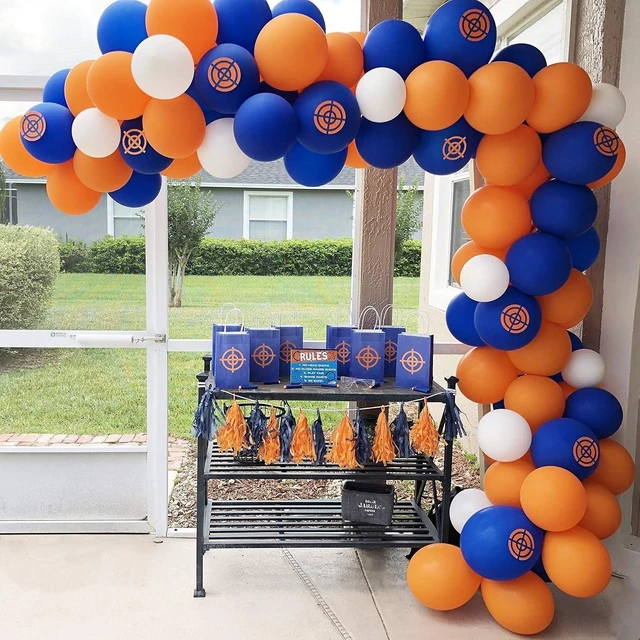 Alt view image 7 of 10 - Dart War Party Balloon Garland Kit, 113Pack Blue Orange Black Balloons, Target Sign for Kids Baby Shower Birthday Party Decorations