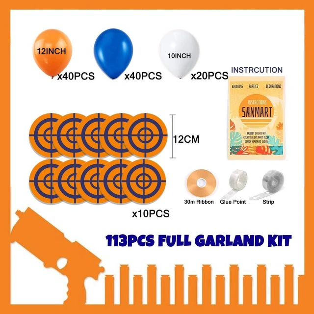 Alt view image 8 of 10 - Dart War Party Balloon Garland Kit, 113Pack Blue Orange Black Balloons, Target Sign for Kids Baby Shower Birthday Party Decorations