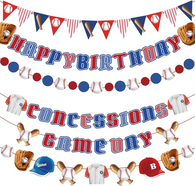 Alt view image 8 of 14 - Pre-Strung Baseball Party Decorations with Concessions and Game Day Banners, Happy Birthday Baseball Party Supplies