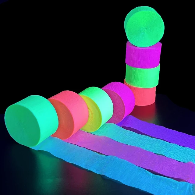Alt view image 9 of 14 - 420feet Blacklight Party Streamer Decorations 4 Rolls Glow Crepe Paper UV Reactive Fluorescent Neon Paper Streamers Glow Party Supplies and Decorations for Wedding, Birthday, Neon Party, Fiesta Party