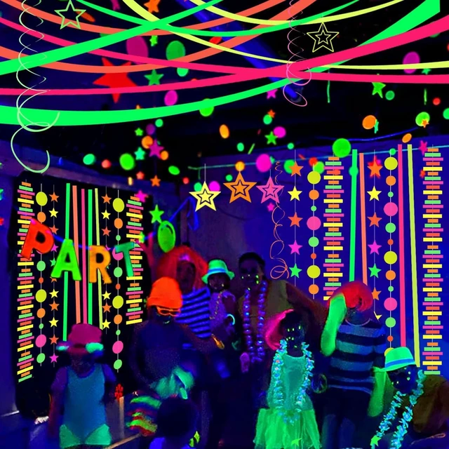 Alt view image 11 of 14 - 420feet Blacklight Party Streamer Decorations 4 Rolls Glow Crepe Paper UV Reactive Fluorescent Neon Paper Streamers Glow Party Supplies and Decorations for Wedding, Birthday, Neon Party, Fiesta Party