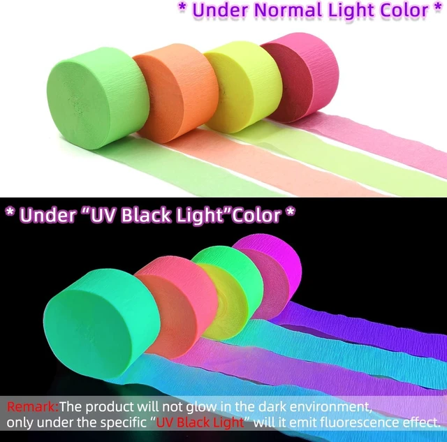 Alt view image 10 of 14 - 420feet Blacklight Party Streamer Decorations 4 Rolls Glow Crepe Paper UV Reactive Fluorescent Neon Paper Streamers Glow Party Supplies and Decorations for Wedding, Birthday, Neon Party, Fiesta Party