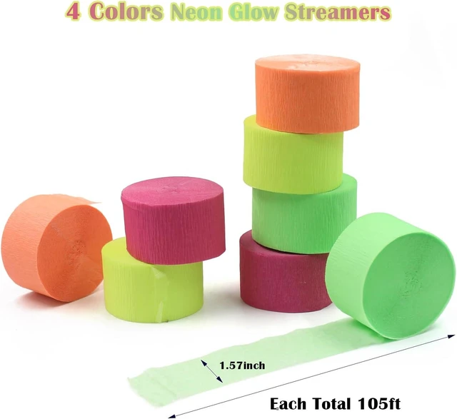 Alt view image 12 of 14 - 420feet Blacklight Party Streamer Decorations 4 Rolls Glow Crepe Paper UV Reactive Fluorescent Neon Paper Streamers Glow Party Supplies and Decorations for Wedding, Birthday, Neon Party, Fiesta Party