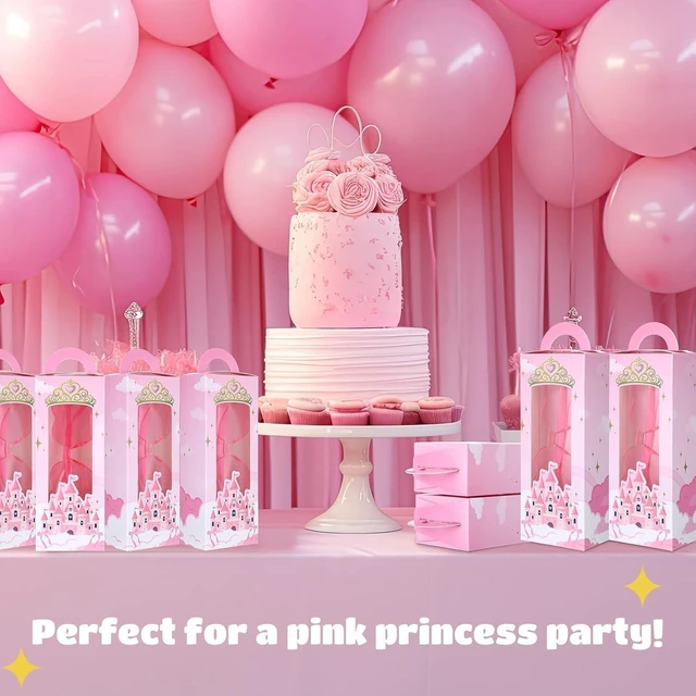 Alt view image 14 of 14 - Tellegloww 32 Pieces Princess Party Favor Set for Girls Pink Heart Sunglasses with Castle Gift Boxes Birthday Party Decorations Supplies for Kids