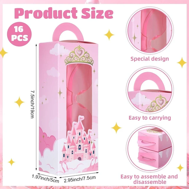 Alt view image 9 of 14 - Tellegloww 32 Pieces Princess Party Favor Set for Girls Pink Heart Sunglasses with Castle Gift Boxes Birthday Party Decorations Supplies for Kids