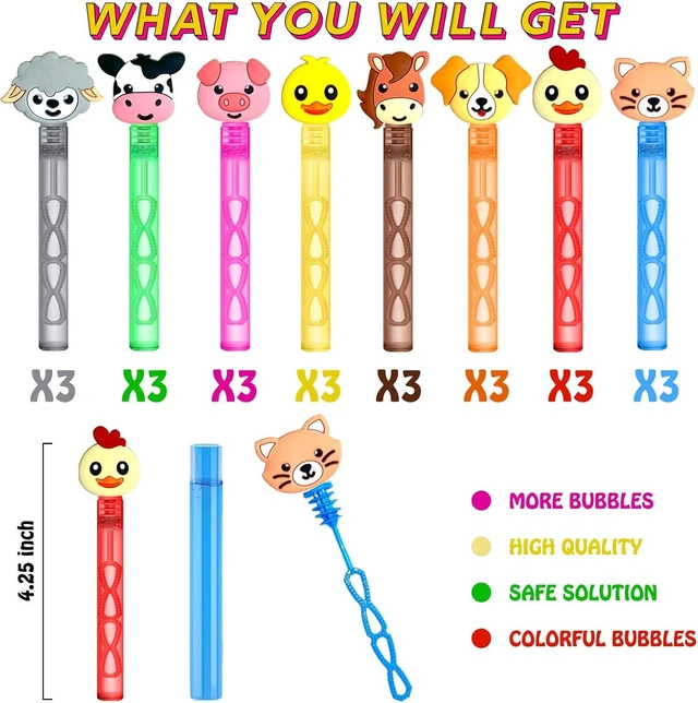 Alt view image 9 of 12 - uoyoi Farm Party Favors,24Pcs Farm Animal Bubble Wands for Kids Birthday Party Supplies,Baby Shower Prizes Pinata Goodie Bag Stuffers Gift