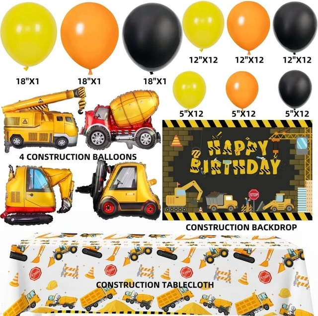 Alt view image 9 of 14 - Construction Party Supplies Dump Truck Party Decorations Kits Set arch kit Garland, Construction Backdrop,Construction tablecloth for Kids Party