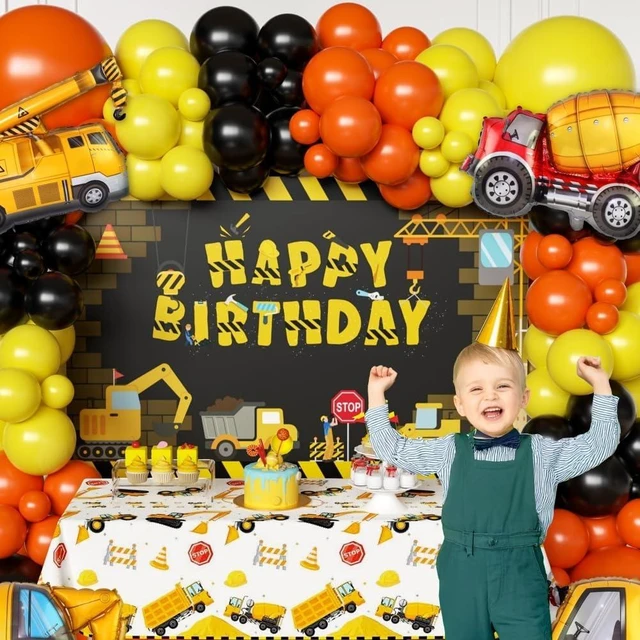 Alt view image 10 of 14 - Construction Party Supplies Dump Truck Party Decorations Kits Set arch kit Garland, Construction Backdrop,Construction tablecloth for Kids Party