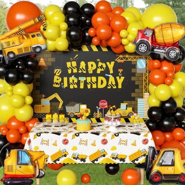 Alt view image 11 of 14 - Construction Party Supplies Dump Truck Party Decorations Kits Set arch kit Garland, Construction Backdrop,Construction tablecloth for Kids Party