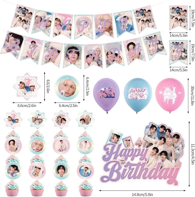 Alt view image 7 of 10 - Birthday Party Supplies,MeiYiYou Birthday Decorations Set - Banners,Cake Toppers,21PCS Cupcake Toppers Perfect for Boys and Girls(Pink)
