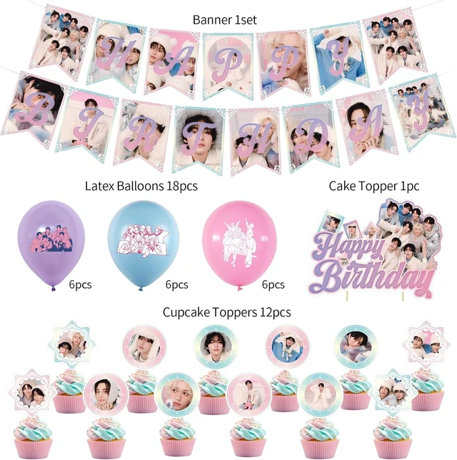Alt view image 8 of 10 - Birthday Party Supplies,MeiYiYou Birthday Decorations Set - Banners,Cake Toppers,21PCS Cupcake Toppers Perfect for Boys and Girls(Pink)