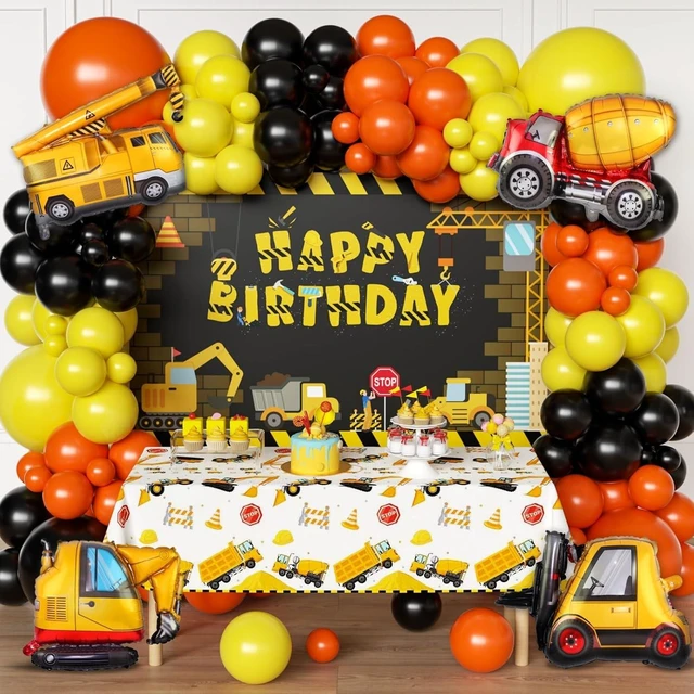 Alt view image 8 of 14 - Construction Party Supplies Dump Truck Party Decorations Kits Set arch kit Garland, Construction Backdrop,Construction tablecloth for Kids Party