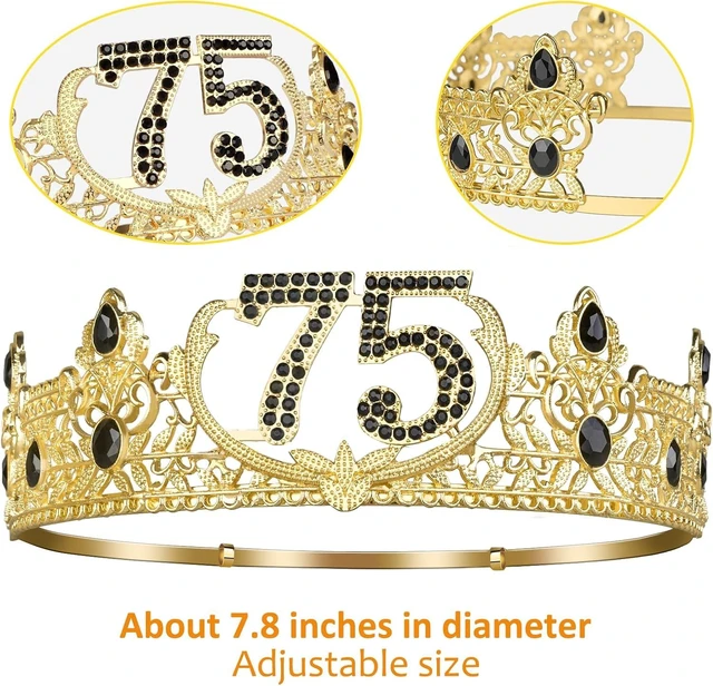 Alt view image 10 of 14 - 75th Birthday Gifts for Men, 75th Birthday Decorations for Men, Party Decor Supplies Including King Crown & Sash & Balloons & Cake Topper & Candles