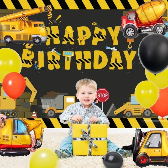 Alt view image 13 of 14 - Construction Party Supplies Dump Truck Party Decorations Kits Set arch kit Garland, Construction Backdrop,Construction tablecloth for Kids Party