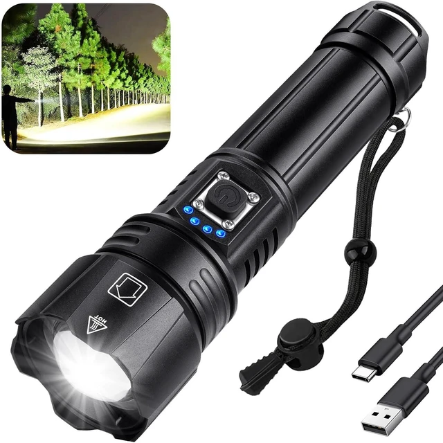 Alt view image 8 of 14 - Rechargeable Flashlights High Lumens, 99,000 Lumen Brightest Led Flashlight with 5 Modes & 15H Long Runtime, Powerful Waterproof Handheld Flash Light, Super Bright Flashlight for Home, Camping