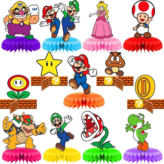Alt view image 8 of 14 - Honeycomb Centerpiece Super Brother Themed Party Supplies Birthday Party Decoration (13 Pcs)