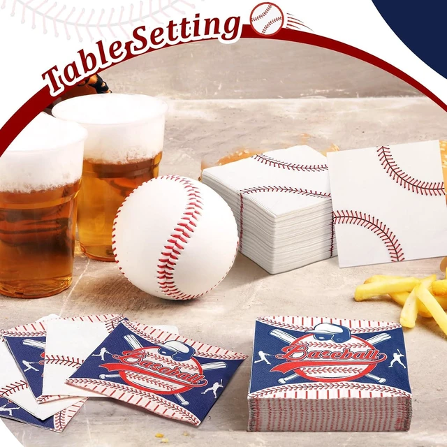 Alt view image 10 of 14 - Teenyyou 200 Pcs Baseball Napkins, Sports Themed Party Supplies, 10" Disposable Paper Baseball Dinner Guest Hand Napkins for Birthday Party Favors