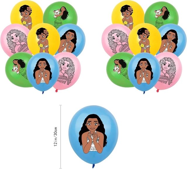 Alt view image 9 of 10 - 50Pcs Moana Birthday Party Supplies, Birthday Party Decorations Set Include Banner, Backdrop, Balloons, Hanging Swirls, Cake Cupcake Toppers, Tablecloth for Moana Party Decorations
