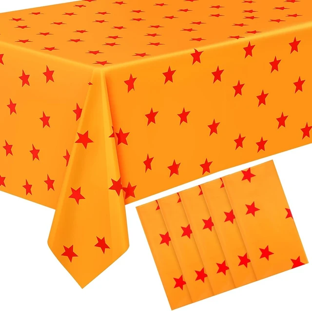Alt view image 7 of 12 - Oudain 5 Pcs Anime Theme Tablecloth Yellow and Red Stars Print Table Cover Set 108 x 54 Inches Party Decor Supplies Birthday Themed Party Decoration