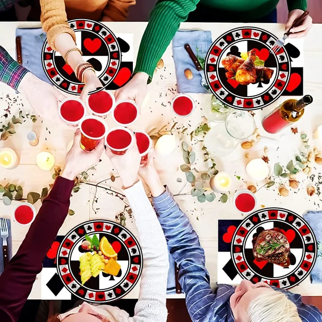 Alt view image 13 of 14 - 50Pcs Poker Party Supplies - 9" Playing Card Dinner Plates, 7" Casino Plates for Casino Night, Poker Game Theme, Birthday Party Decor