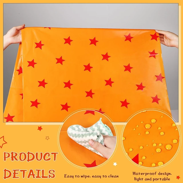 Alt view image 8 of 12 - Oudain 5 Pcs Anime Theme Tablecloth Yellow and Red Stars Print Table Cover Set 108 x 54 Inches Party Decor Supplies Birthday Themed Party Decoration