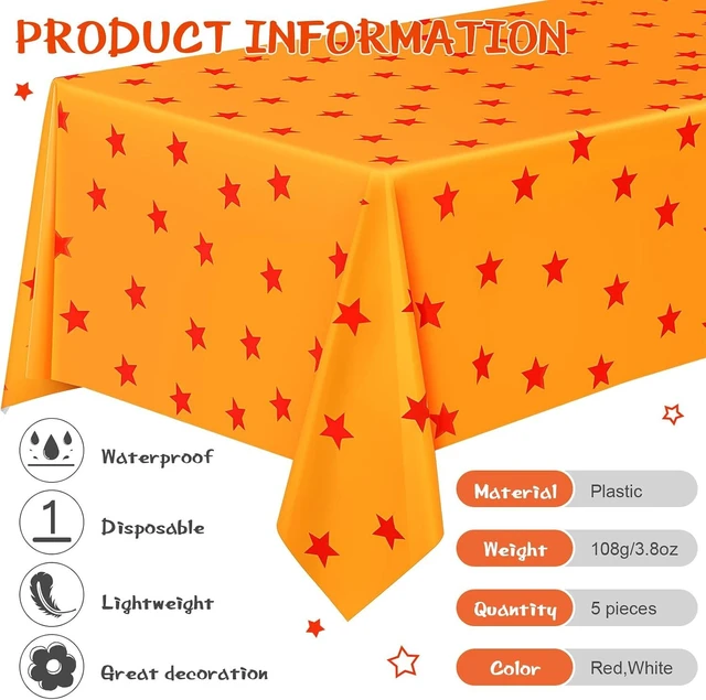 Alt view image 9 of 12 - Oudain 5 Pcs Anime Theme Tablecloth Yellow and Red Stars Print Table Cover Set 108 x 54 Inches Party Decor Supplies Birthday Themed Party Decoration