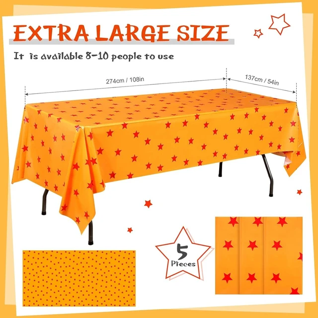 Alt view image 10 of 12 - Oudain 5 Pcs Anime Theme Tablecloth Yellow and Red Stars Print Table Cover Set 108 x 54 Inches Party Decor Supplies Birthday Themed Party Decoration