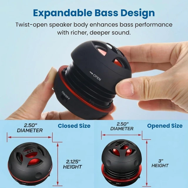Alt view image 10 of 14 - AYL Mini Speaker System, Portable Plug-in Speaker with 3.5mm Aux Input & 3.5 mm Jack, External Audio for Laptop, MP3, iPhone Small Wireless Bluetooth Speaker with Built-in Mic (Black)