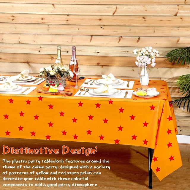 Alt view image 12 of 12 - Oudain 5 Pcs Anime Theme Tablecloth Yellow and Red Stars Print Table Cover Set 108 x 54 Inches Party Decor Supplies Birthday Themed Party Decoration