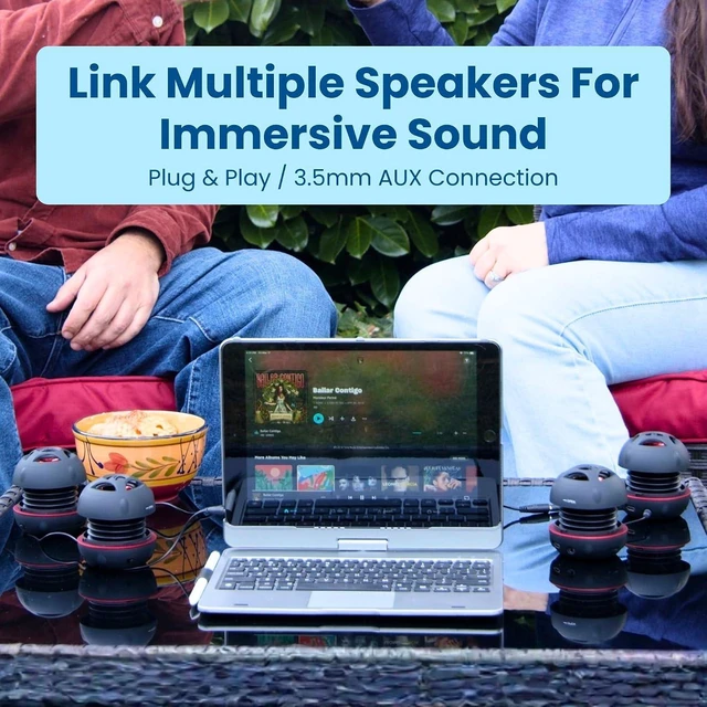 Alt view image 13 of 14 - AYL Mini Speaker System, Portable Plug-in Speaker with 3.5mm Aux Input & 3.5 mm Jack, External Audio for Laptop, MP3, iPhone Small Wireless Bluetooth Speaker with Built-in Mic (Black)