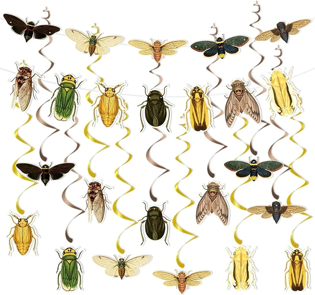 Alt view image 8 of 14 - 12 Pcs Bug Hanging Swirls 2 Pcs Insect Banners for Bug Party Decorations Insect Birthday Party Supplies