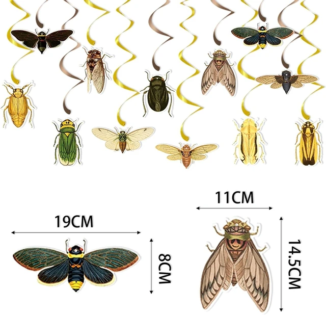 Alt view image 10 of 14 - 12 Pcs Bug Hanging Swirls 2 Pcs Insect Banners for Bug Party Decorations Insect Birthday Party Supplies