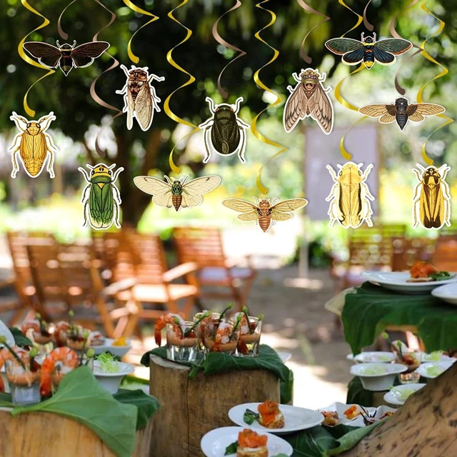 Alt view image 11 of 14 - 12 Pcs Bug Hanging Swirls 2 Pcs Insect Banners for Bug Party Decorations Insect Birthday Party Supplies
