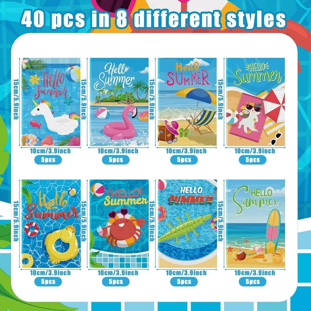Alt view image 11 of 14 - Estune 40 Pcs Summer Beach Coloring Book Pool Beach Summer Party Favors Mini Small Coloring Book Bulk Birthday Party Present DIY Craft Home